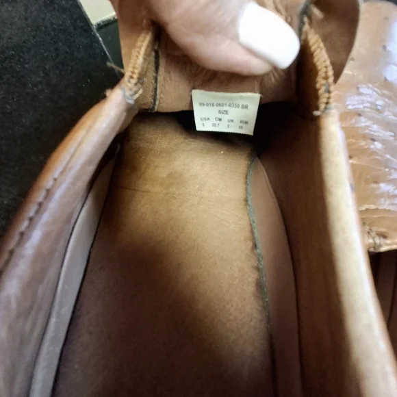 Roper Performance Faux Ostrich Leather Brown Slip-on Shoes Youth Kids Size 3 - Picture 13 of 16